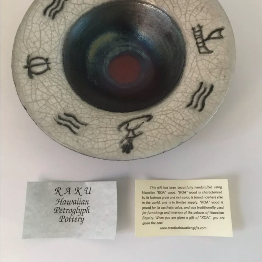 Chris Matti Raku Hawaiian Pottery Bowl HGT#1 - Picture 3 of 13